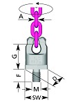 Lifting point with swivel, for chain PP-VIP4 tempered steel